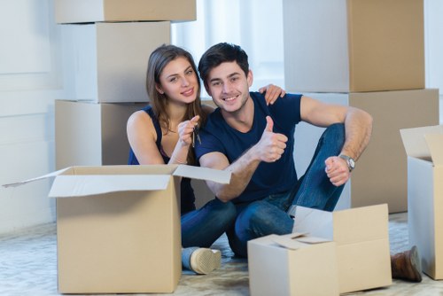Professional moving staff organizing a removal service