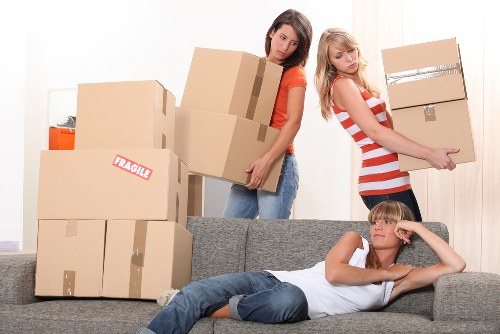 Prepared boxes and furniture ready for storage in Barnes
